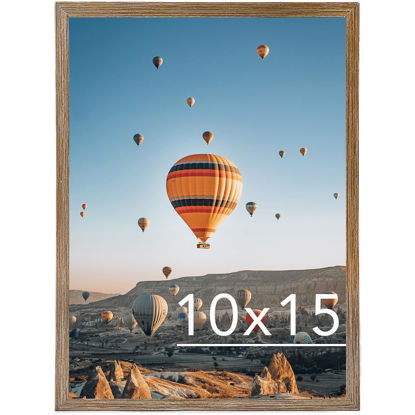 Picture of JCJMY 10x15 Picture Frame Rustic Brown for Wall Hanging, Wall Mounting Horizontally or Vertically, 10 x 15 Wall Gallery Poster Photo Frame with Shatter Resistant Plexiglass, Rustic Brown