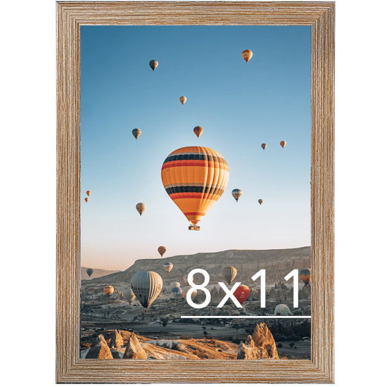 Picture of JCJMY 8x11 Picture Frame Rustic Brown for Wall Hanging or Tabletop- Wall Mounting Horizontally or Vertically, 8 x 11 Wall Gallery Poster Photo Frame for 8 by 11 Photo,Rustic Brown