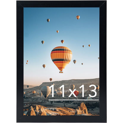 Picture of JCJMY 11x13 Picture Frame Black for Wall Hanging, Wall Mounting Horizontally or Vertically, 11 x 13 Wall Gallery Poster Photo Frame with Shatter Resistant Plexiglass, Black