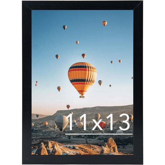 Picture of JCJMY 11x13 Picture Frame Black for Wall Hanging, Wall Mounting Horizontally or Vertically, 11 x 13 Wall Gallery Poster Photo Frame with Shatter Resistant Plexiglass, Black