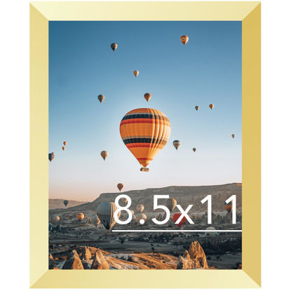 Picture of JCJMY 8.5x11 Picture Frame Gold for Wall Hanging or Tabletop, Wall Mounting Horizontally or Vertically, 8.5 x 11 Wall Gallery Poster Photo Frame with Durable Shatter Resistant Plexiglass,Gold