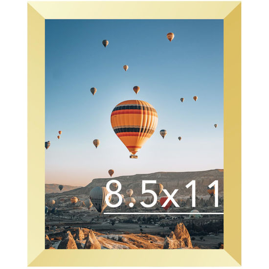 Picture of JCJMY 8.5x11 Picture Frame Gold for Wall Hanging or Tabletop, Wall Mounting Horizontally or Vertically, 8.5 x 11 Wall Gallery Poster Photo Frame with Durable Shatter Resistant Plexiglass,Gold