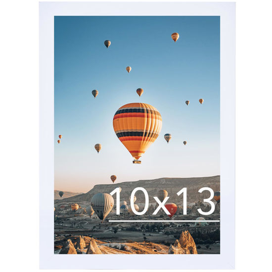 Picture of JCJMY 10x13 Picture Frame White for Wall Hanging, Wall Mounting Horizontally or Vertically, 10 x 13 Wall Gallery Poster Photo Frame with Shatter Resistant Plexiglass, White