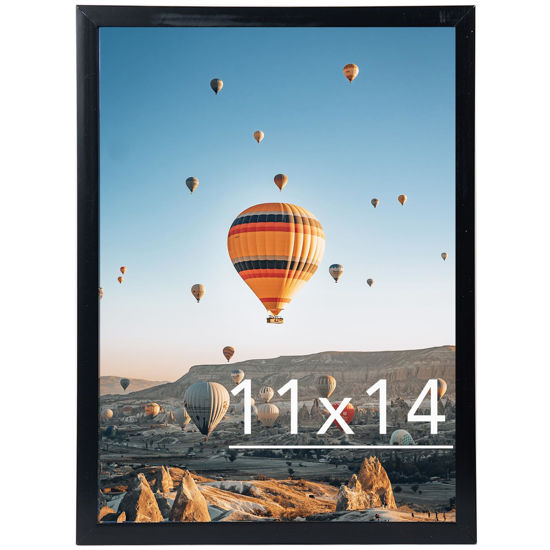 Picture of JCJMY 11x14 Picture Frame Black for Wall Hanging, Wall Mounting Horizontally or Vertically, 11 x 14 Wall Gallery Poster Photo Frame with Shatter Resistant Plexiglass, Black