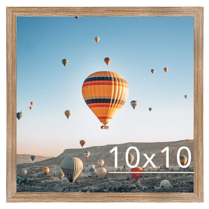 Picture of JCJMY 10x10 Picture Frame Rustic Brown for Wall Hanging, Wall Mounting Horizontally or Vertically, 10 x 10 Square Wall Gallery Poster Photo Frame with Durable Shatter Resistant Plexiglass, Rustic Brown