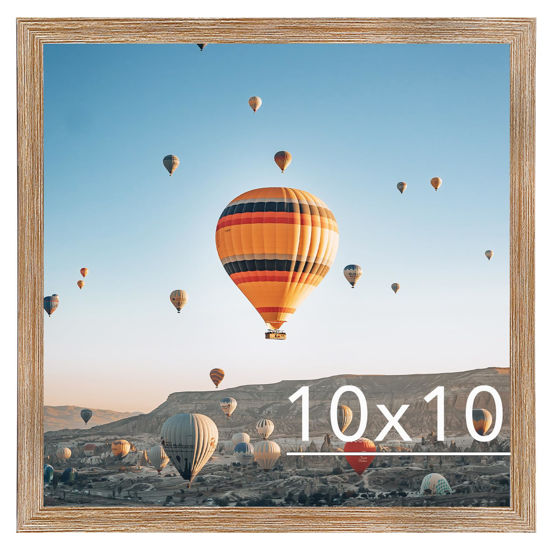 Picture of JCJMY 10x10 Picture Frame Rustic Brown for Wall Hanging, Wall Mounting Horizontally or Vertically, 10 x 10 Square Wall Gallery Poster Photo Frame with Durable Shatter Resistant Plexiglass, Rustic Brown