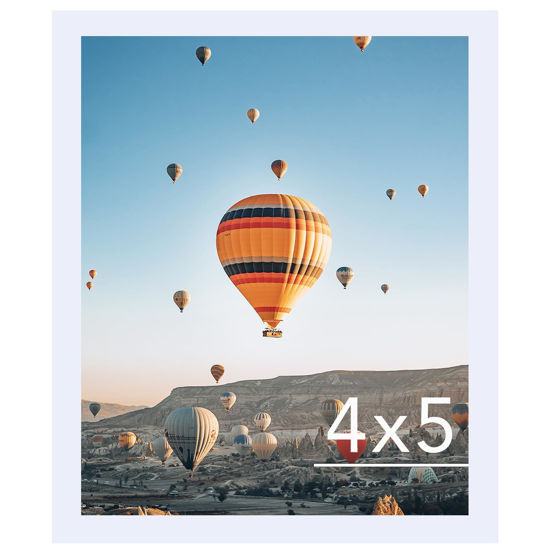 Picture of JCJMY 4x5 Picture Frame White for Wall Hanging or Tabletop, Wall Mounting Horizontally or Vertically, 4 x 5 Wall Gallery Poster Photo Frame with Shatter Resistant Plexiglass, White