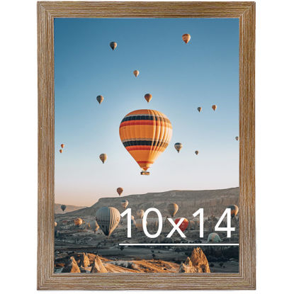 Picture of JCJMY 10x14 inch Picture Frame, Horizontal and Vertical Formats for Wall Hanging, 10 x 14 Wall Gallery Poster Photo Frame with Shatter Resistant Plexiglass, Rustic Brown