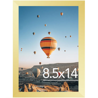 Picture of JCJMY 8.5x14 Picture Frame Gold for Wall Hanging, Wall Mounting Horizontally or Vertically, 8.5 x 14 Wall Gallery Poster Photo Frame with Shatter Resistant Plexiglass, Gold