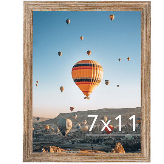 Picture of JCJMY 7x11 Picture Frame Rustic Brwon for Wall Hanging or Tabletop- Wall Mounting Horizontally or Vertically, 7 x 11 Wall Gallery Poster Photo Frame for 7 by 11 Photos, Rustic Brwon