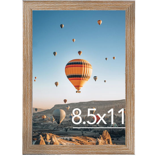 Picture of 8.5x11 Picture Frame Rustic Brown for Wall Hanging or Tabletop, Wall Mounting Horizontally or Vertically, 8.5 x 11 Wall Gallery Poster Photo Frame with Durable Shatter Resistant Plexiglass, Rustic