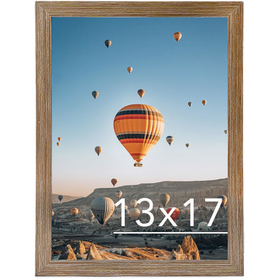 Picture of JCJMY 13x17 Picture Frame Rustic Brown for Wall Hanging, Wall Mounting Horizontally or Vertically, 13 x 17 Wall Gallery Poster Photo Frames with Shatter Resistant Plexiglass, Rustic Brown