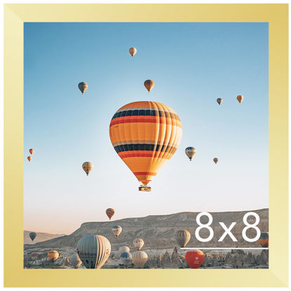 Picture of JCJMY 8x8 Picture Frame Gold for Wall Hanging or Tabletop, Wall Mounting Horizontally or Vertically, 8 x 8 Square Wall Gallery Poster Photo Frame with Durable Shatter Resistant Plexiglass, Gold
