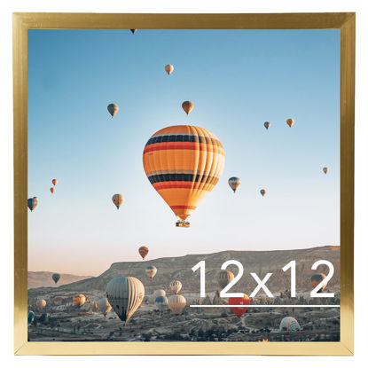 Picture of JCJMY 12x12 inch Picture Frame, Horizontal and Vertical Formats for Wall Hanging, 12 x 12 Wall Gallery Poster Photo Frame with Shatter Resistant Plexiglass, Gold