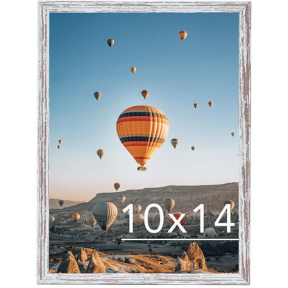 Picture of JCJMY 10x14 inch Picture Frame, Horizontal and Vertical Formats for Wall Hanging, 10 x 14 Wall Gallery Poster Photo Frame with Shatter Resistant Plexiglass,Rustic White