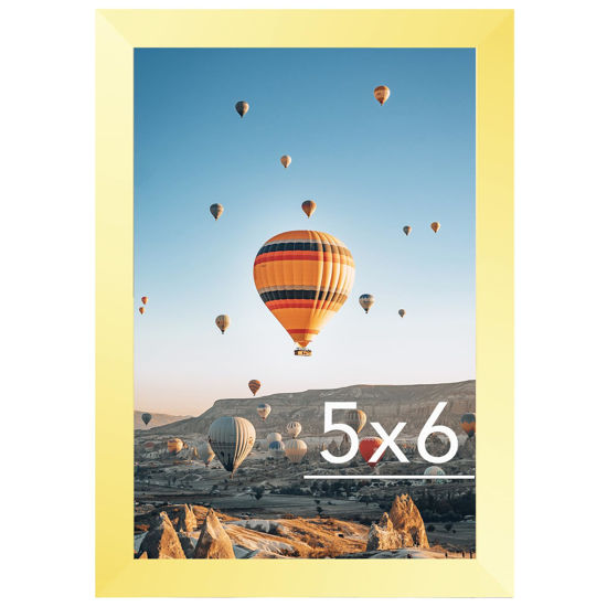 Picture of JCJMY 5x6 Picture Frame Gold for Wall Hanging or Tabletop, Wall Mounting Horizontally or Vertically, 5 x 6 Wall Gallery Poster Photo Frame with Shatter Resistant Plexiglass, Gold