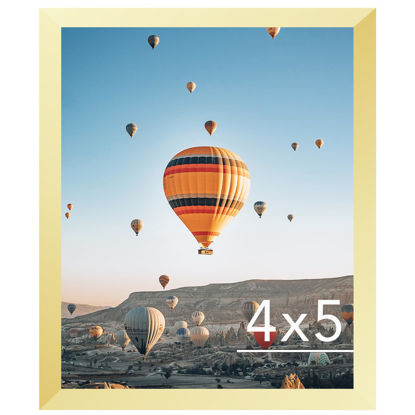 Picture of JCJMY 4x5 Picture Frame Gold for Wall Hanging or Tabletop, Wall Mounting Horizontally or Vertically, 4 x 5 Wall Gallery Poster Photo Frame with Shatter Resistant Plexiglass, Gold