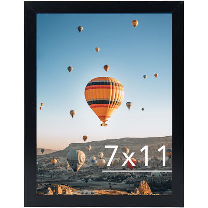 Picture of JCJMY 7x11 Picture Frame Black for Wall Hanging or Tabletop- Wall Mounting Horizontally or Vertically, 7 x 11 Wall Gallery Poster Photo Frame for 7 by 11 Photo, Black