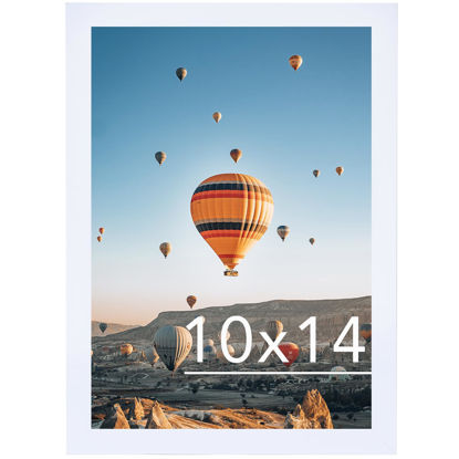 Picture of JCJMY 10x14 inch Picture Frame, Horizontal and Vertical Formats for Wall Hanging, 10 x 14 Wall Gallery Poster Photo Frame with Shatter Resistant Plexiglass, White