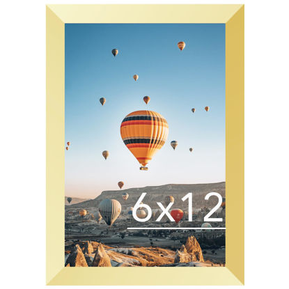 Picture of JCJMY 6x12 Picture Frame Gold for Wall Hanging, Wall Mounting Horizontally or Vertically, 6 x 12 Wall Gallery Poster Photo Frame with Shatter Resistant Plexiglass, Gold