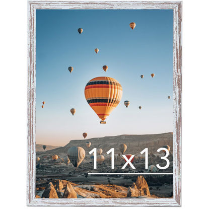 Picture of JCJMY 11x13 Picture Frame Rustic White for Wall Hanging, Wall Mounting Horizontally or Vertically, 11 x 13 Wall Gallery Poster Photo Frame with Shatter Resistant Plexiglass, Rustic White