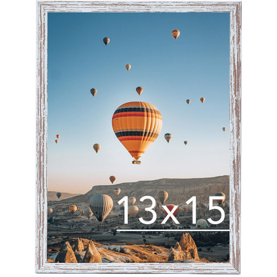 Picture of JCJMY 13x15 Picture Frame Rustic White for Wall Hanging, Wall Mounting Horizontally or Vertically, 13 x 15 Wall Gallery Poster Photo Frame with Shatter Resistant Plexiglass, Rustic White