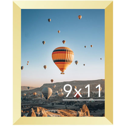 Picture of JCJMY 9x11 Picture Frame Gold for Wall Hanging or Tabletop, Wall Mounting Horizontally or Vertically, 9 x 11 Wall Gallery Poster Photo Frame with Durable Shatter Resistant Plexiglass,Gold