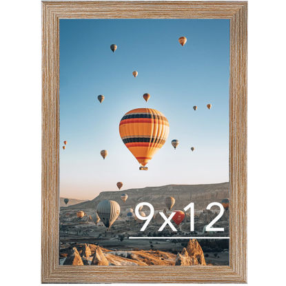 Picture of JCJMY 9x12 Picture Frame Rustic Brown for Wall Hanging, Wall Mounting Horizontally or Vertically, 9 x 12 Wall Gallery Poster Photo Frame with Shatter Resistant Plexiglass, Rustic Brown