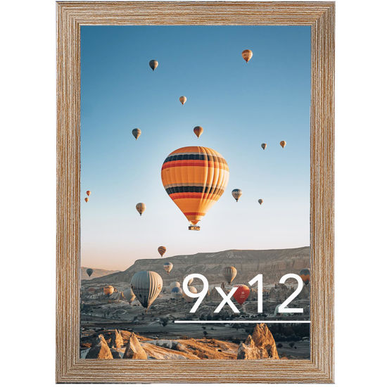 Picture of JCJMY 9x12 Picture Frame Rustic Brown for Wall Hanging, Wall Mounting Horizontally or Vertically, 9 x 12 Wall Gallery Poster Photo Frame with Shatter Resistant Plexiglass, Rustic Brown