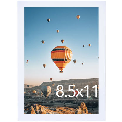 Picture of JCJMY 8.5x11 Picture Frame White for Wall Hanging or Tabletop, Wall Mounting Horizontally or Vertically, 8.5 x 11 Wall Gallery Poster Photo Frame with Shatter Resistant Plexiglass, White