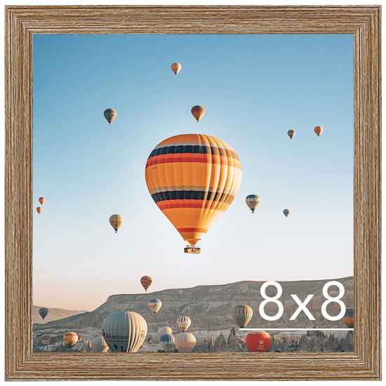 Picture of JCJMY 8x8 Picture Frame Rustic Brown for Wall Hanging or Tabletop, Wall Mounting Horizontally or Vertically, 8 x 8 Square Wall Gallery Poster Photo Frame with Durable Shatter Resistant Plexiglass, Rustic Brown