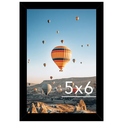 Picture of JCJMY 5x6 Picture Frame Black for Wall Hanging or Tabletop, Wall Mounting Horizontally or Vertically, 5 x 6 Wall Gallery Poster Photo Frame with Shatter Resistant Plexiglass, Black