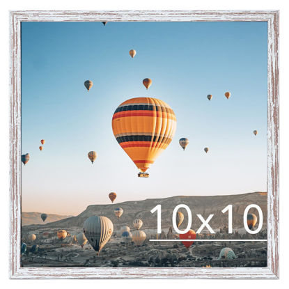 Picture of JCJMY 10x10 Picture Frame Rustic White for Wall Hanging, Wall Mounting Horizontally or Vertically, 10 x 10 Square Wall Gallery Poster Photo Frame with Durable Shatter Resistant Plexiglass, Rustic White