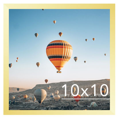 Picture of JCJMY 10x10 Picture Frame Gold for Wall Hanging, Wall Mounting Horizontally or Vertically, 10 x 10 Square Wall Gallery Poster Photo Frame with Durable Shatter Resistant Plexiglass, Gold