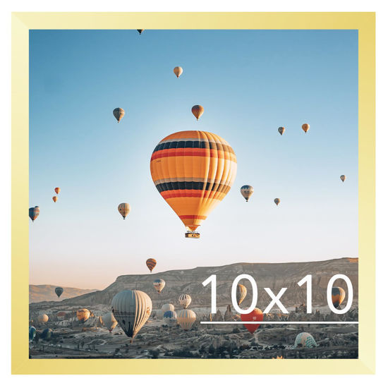 Picture of JCJMY 10x10 Picture Frame Gold for Wall Hanging, Wall Mounting Horizontally or Vertically, 10 x 10 Square Wall Gallery Poster Photo Frame with Durable Shatter Resistant Plexiglass, Gold