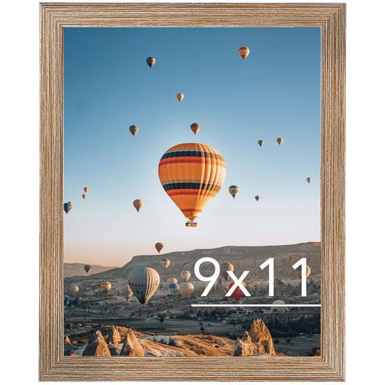 Picture of 9x11 Picture Frame Rustic Brown for Wall Hanging or Tabletop, Wall Mounting Horizontally or Vertically, 9 x 11 Wall Gallery Poster Photo Frame with Durable Shatter Resistant Plexiglass,Rustic Brown