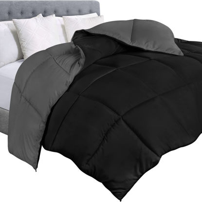 Picture of Utopia Bedding Comforter Duvet Insert, Quilted Comforter with Corner Tabs, Box Stitched Down Alternative Comforter Queen (Black/Grey)
