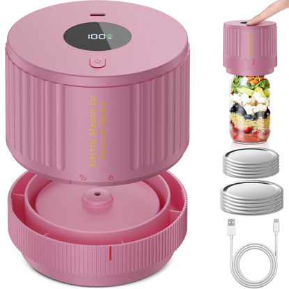 Picture of LOVE MOMENT Electric Mason Jar Vacuum Sealer Kit for Wide Mouth and Regular Mouth Mason Jar - Pink