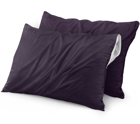 Picture of Utopia Bedding Waterproof Pillow Protector Zippered (2 Pack) Standard Purple - Bed Bug Proof Pillow Encasement 20 x 26 Inches