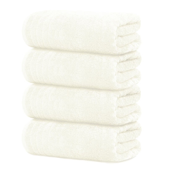 Picture of Tens Towels Large Bath Towels, 100% Cotton, 30 x 60 Inches Extra Large Bath Towels, Lighter Weight, Quicker to Dry, Super Absorbent, Perfect Bathroom Towels (Pack of 4, Cream)