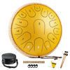 Picture of HOPWELL Steel Tongue Drum - 13 Inches 15 Notes Tongue Drum - Hand Pan Drum with Music Book, Drum Mallets and Carry Bag, D Major (Yellow)
