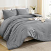 Picture of Litanika Comforters Medium Gray Full Size, 3 Pieces Lightweight Solid Bedding Set & Collections, All Season Fluffy Bed Set (79x90In Comforter & 2 Pillowcases)