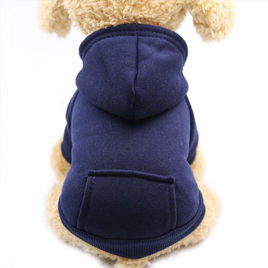 Picture of Jecikelon Winter Dog Hoodie Sweatshirts with Pockets Warm Dog Clothes for Small Dogs Chihuahua Coat Clothing Puppy Cat Custume (XX-Small, Navy)