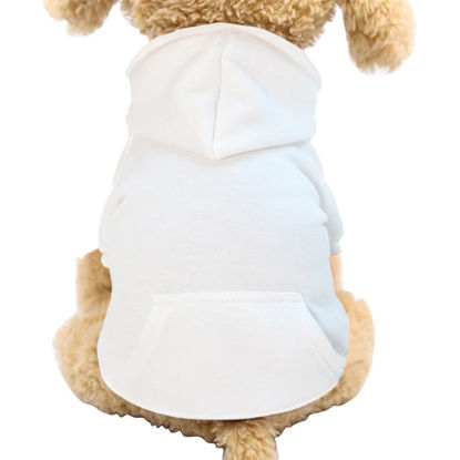 Picture of Jecikelon Winter Dog Hoodie Sweatshirts with Pockets Warm Dog Clothes for Small Dogs Chihuahua Coat Clothing Puppy Cat Custume (White, X-Small)