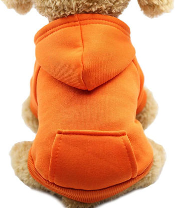 Picture of Jecikelon Winter Dog Hoodie Sweatshirts with Pockets Warm Dog Clothes for Small Dogs Chihuahua Coat Clothing Puppy Cat Custume (Large, Orange)