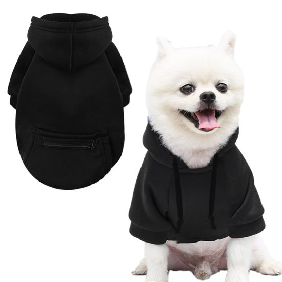 Picture of Jecikelon Pet Dog Cold Weather Coat with Pocket Winter Dog Hoodie Warm Puppy Clothes for Small Dogs Chihuahua Clothing (Medium, Y02-Black)