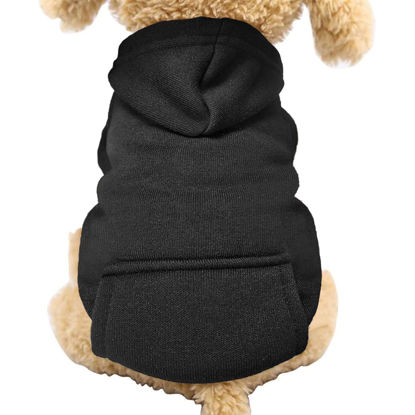 Picture of Jecikelon Winter Dog Hoodie Sweatshirts with Pockets Warm Dog Clothes for Small Dogs Chihuahua Coat Clothing Puppy Cat Custume (Black, Small)
