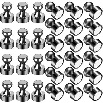 Picture of LOVIMAG 30Pcs Fridge Magnets Small Refrigerator Magnets, Black Neodymium Magnets for Whiteboard Strong Fridge Magnets Adult, Push Pin Magnets for Kitchen, Office, Classroom, Picture, Locker