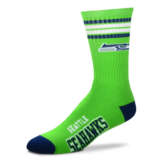 Picture of For Bare Feet NFL Youth 4 Stripe Deuce Crew Sock, Seattle Seahawks, One Size