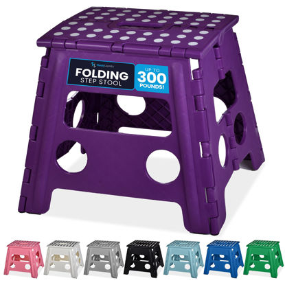 Picture of Handy Laundry Folding Lightweight Step Stool is Sturdy Enough to Support Adults and Safe Enough for Kids. Opens Easy with One Flip. Great for Kitchen, Bathroom or Bedroom. (Purple- 13 inch)